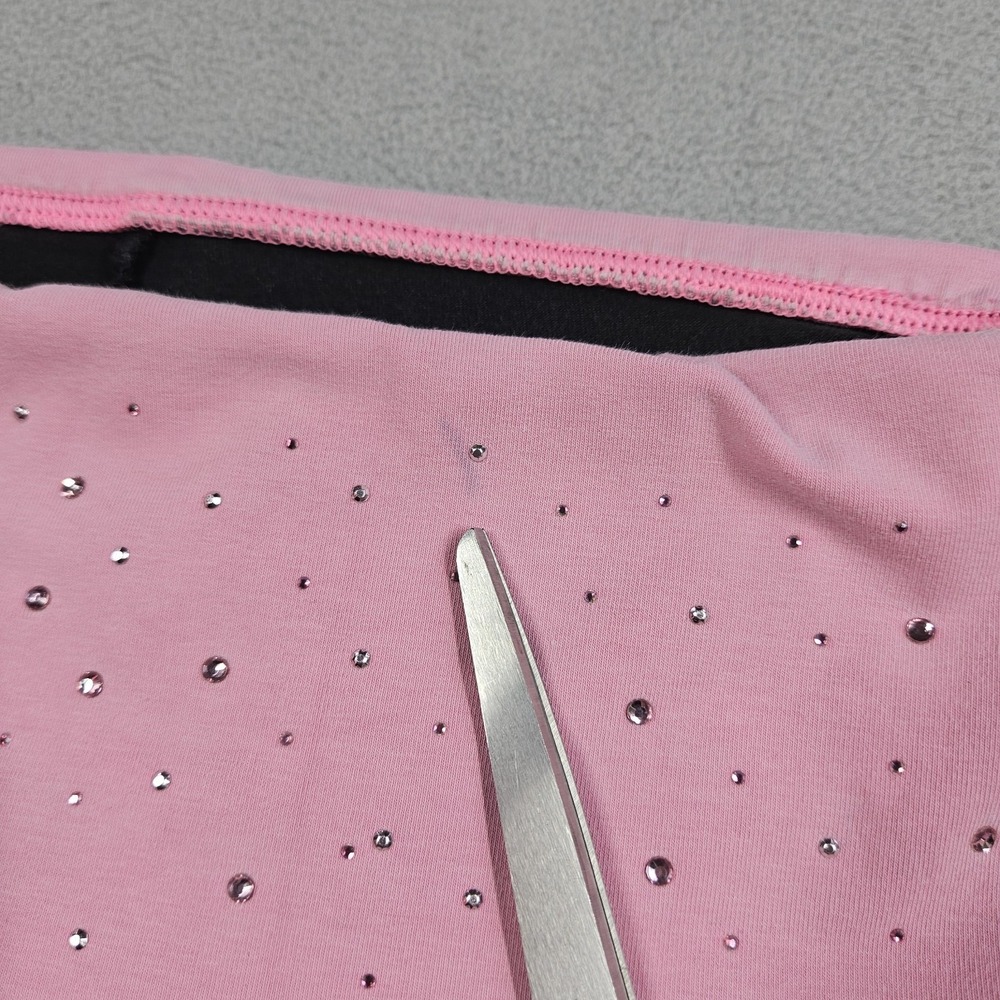 Y2K Victoria's Secret Pink Fold Over Yoga Pants Medium Bling Flare Sequin - Picture 11 of 16